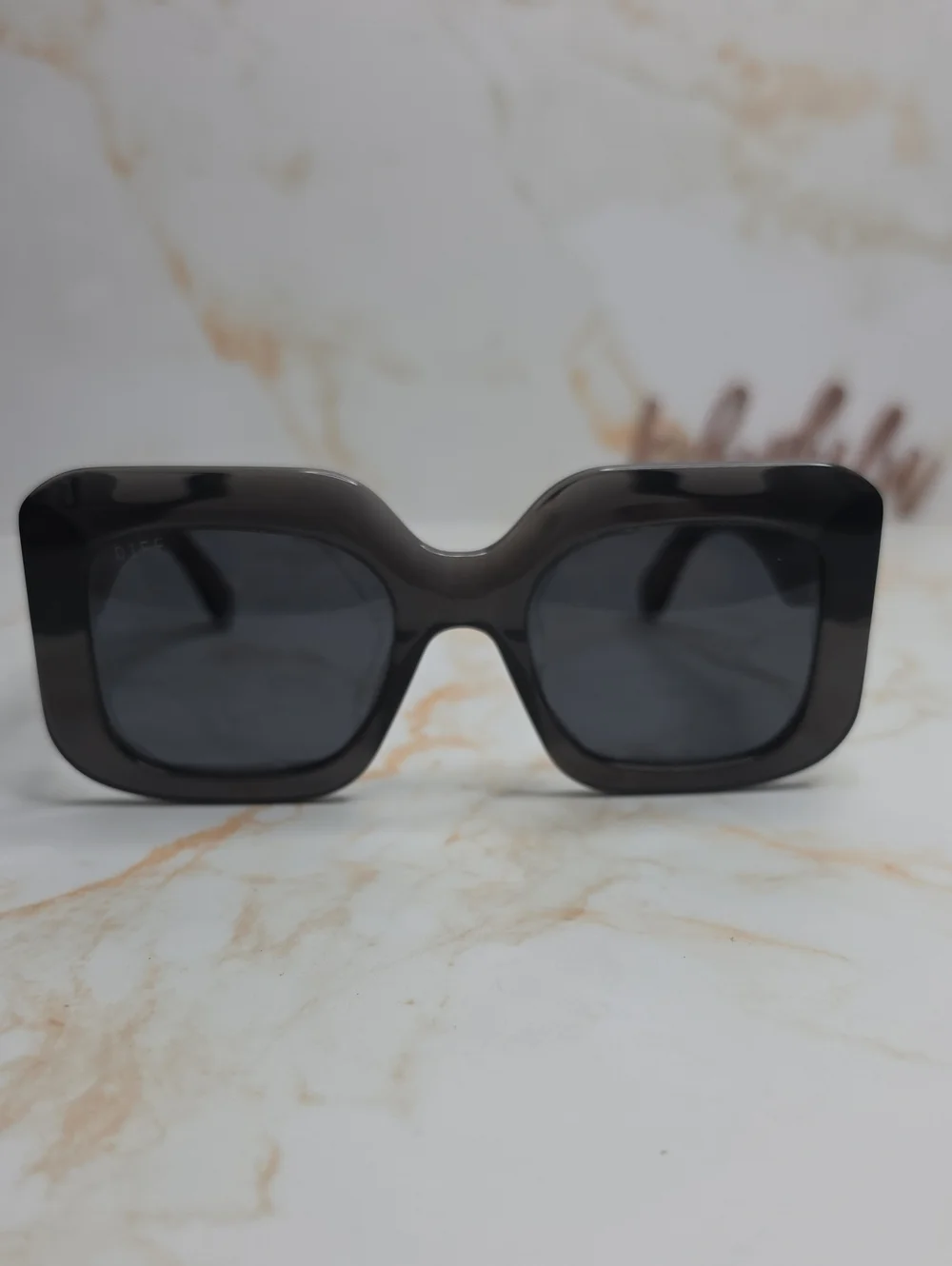 DIFF Eyewear Giada Grey Black Oversized Square Sunglasses